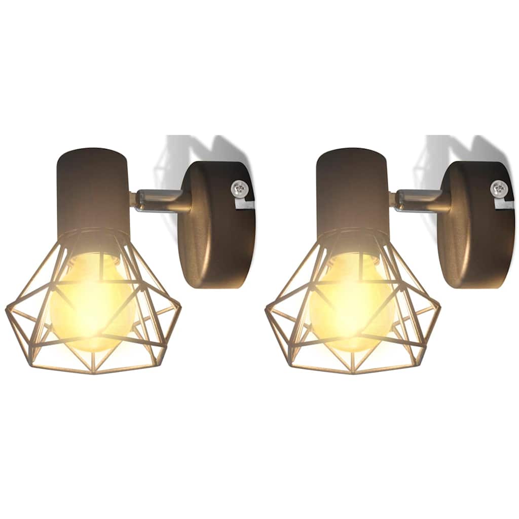 Taklampa Industri-Design Spotlights 2 St Led-Glödlampor Svart