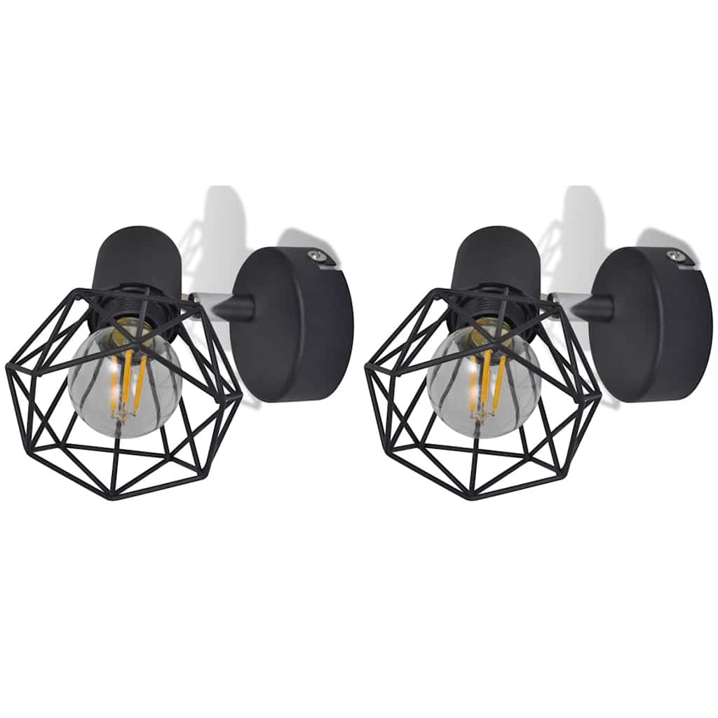 Taklampa Industri-Design Spotlights 2 St Led-Glödlampor Svart