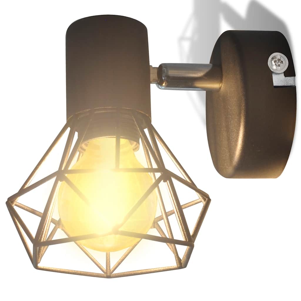 Taklampa Industri-Design Spotlights 2 St Led-Glödlampor Svart