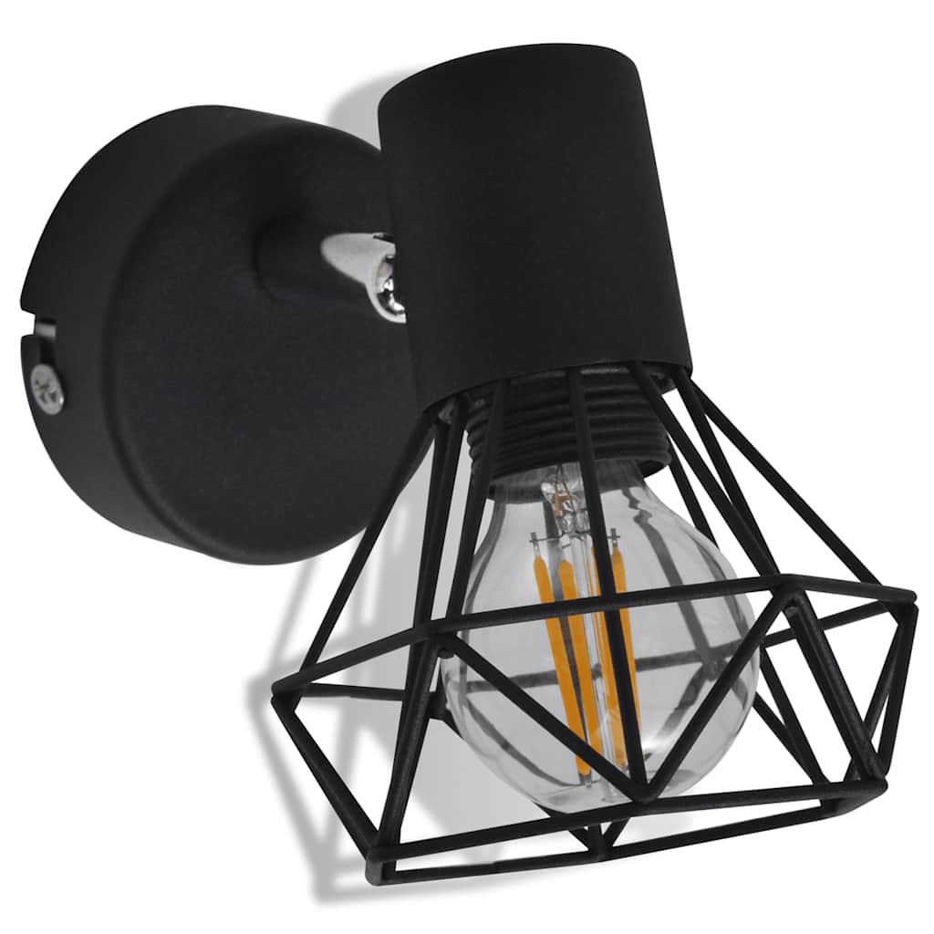 Taklampa Industri-Design Spotlights 2 St Led-Glödlampor Svart