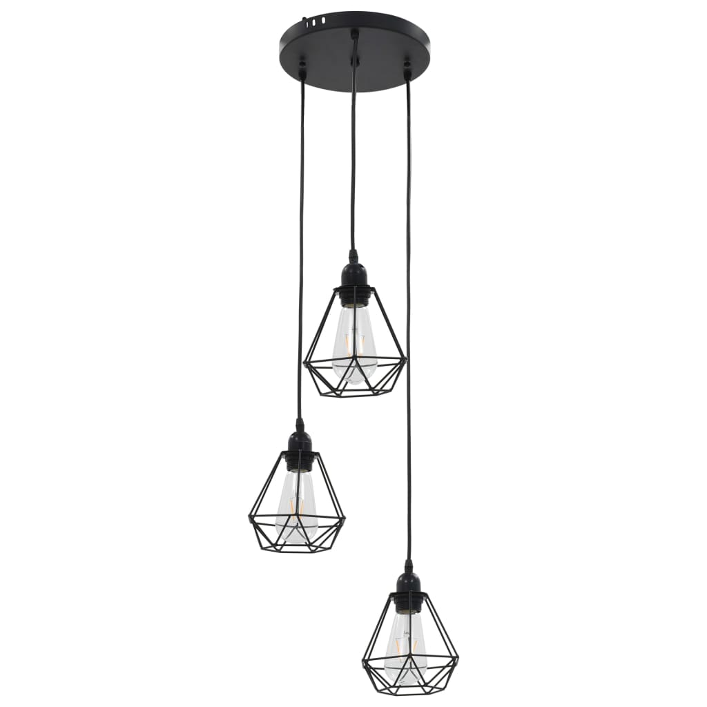 Taklampa Med Diamantdesign Svart 3 X E27-Lampa