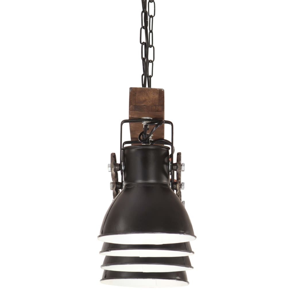 Taklampa Industriell Svart E27 Mangoträ
