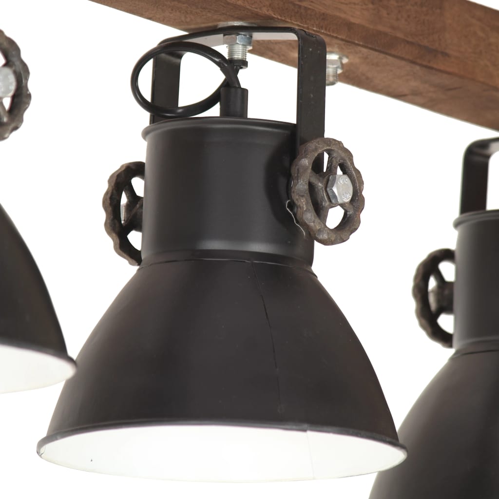 Taklampa Industriell Svart E27 Mangoträ