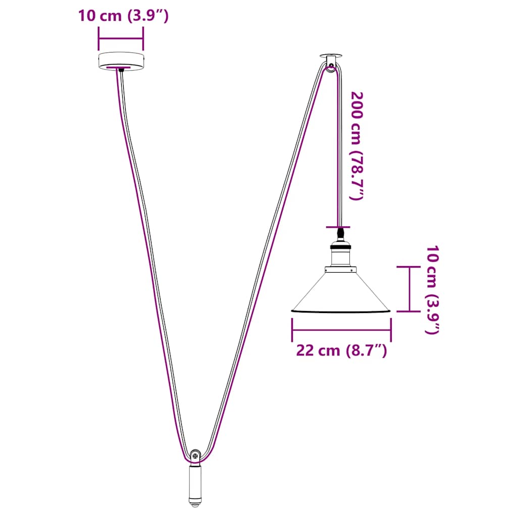 Taklampa Höjdjusterbar E27 Glans Orange Ø 22 Cm Metall