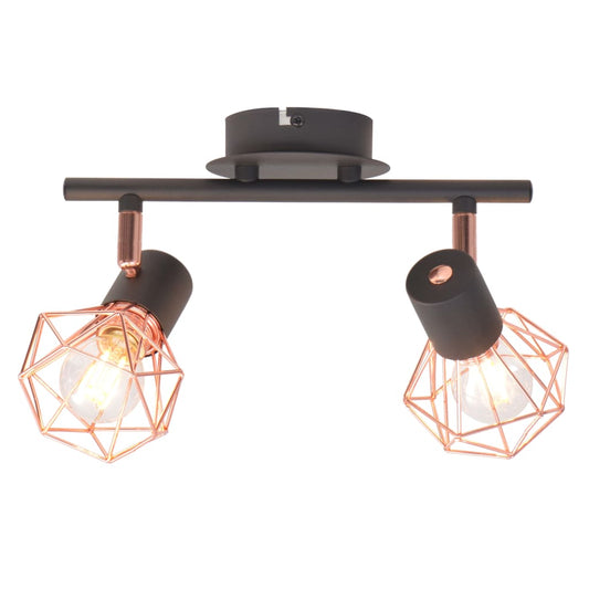 Taklampa Med 2 Spotlights E14 Svart Och Koppar
