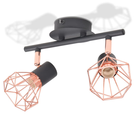 Taklampa Med 2 Spotlights E14 Svart Och Koppar