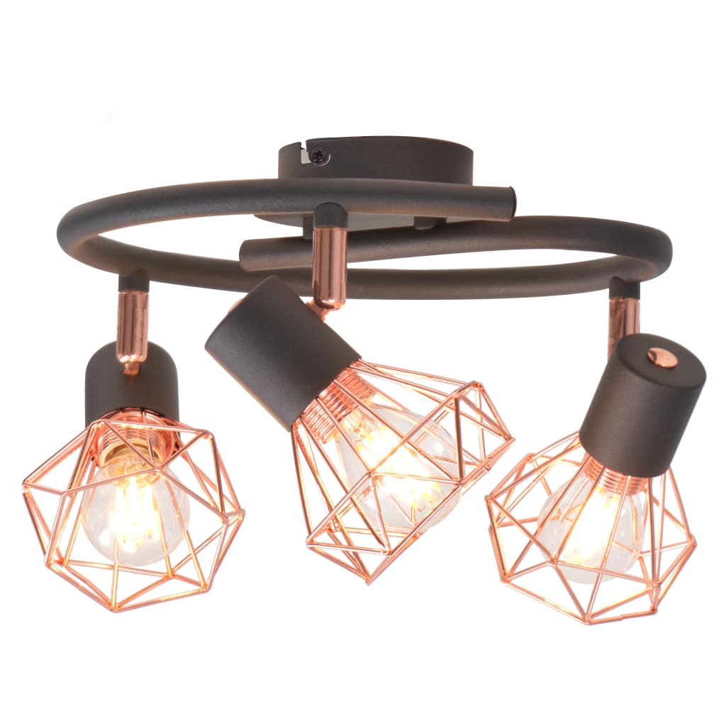 Taklampa Med 2 Spotlights E14 Svart Och Koppar