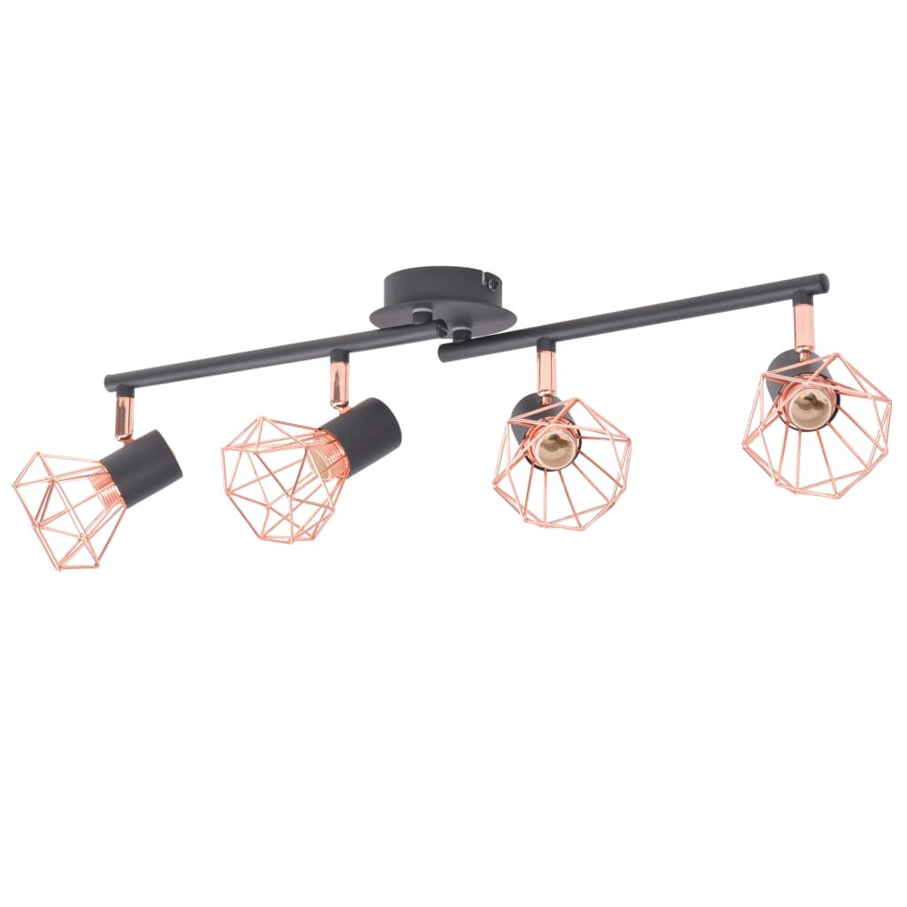 Taklampa Med 2 Spotlights E14 Svart Och Koppar