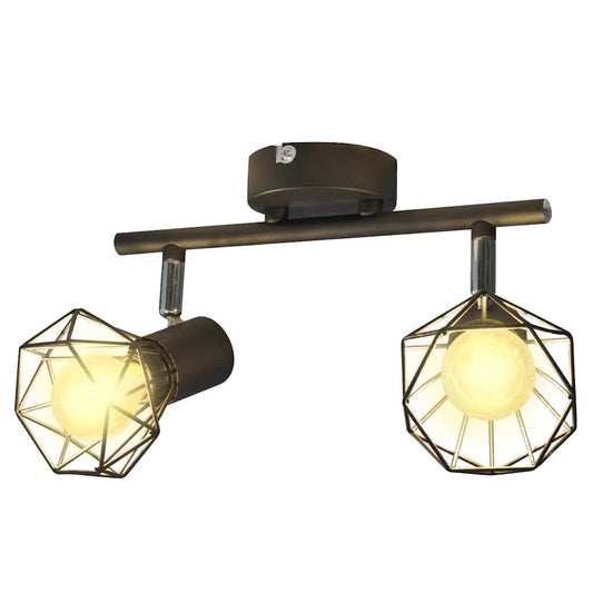 Taklampa Industri-Design Spotlights Med 2 Led-Glödlampor Svart