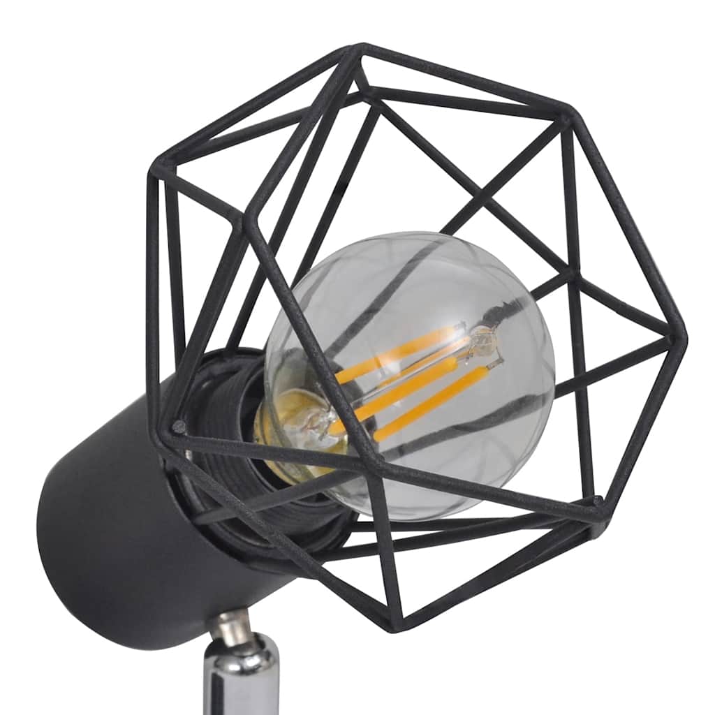 Taklampa Industri-Design Spotlights Med 2 Led-Glödlampor Svart