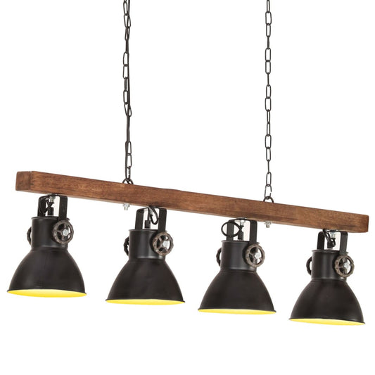 Taklampa Industriell Svart E27 Mangoträ