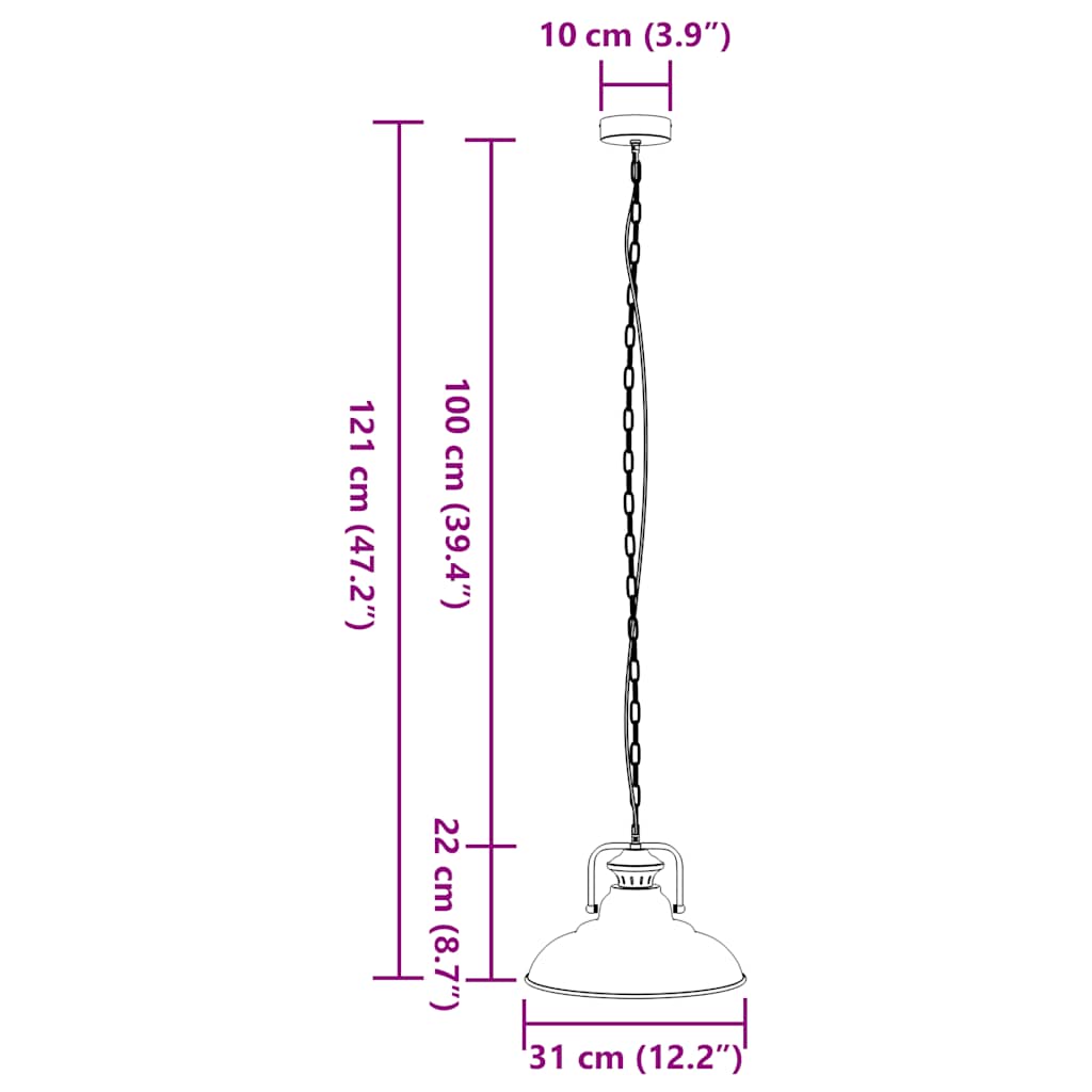 Taklampa E27 Svart Ø 31 Cm Järn